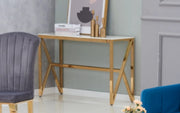 CONSOLA MAJESTIQUE DORADA CON MÁRMOL BLANCO 120X40X78CM