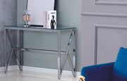 CONSOLA PLATEADA MAJESTIQUE CON CRISTAL TRANSPARENTE 120X40X78CM