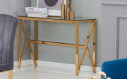 CONSOLA MAJESTIQUE DORADA CON CRISTAL TRANSPARENTE 120X40X78CM