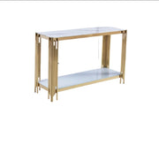 FLUTE GOLD CONSOLE WITH WHITE MARBLE 120X40X78CM