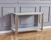 FLUTE SILVER FINISH CONSOLE WITH WHITE MARBLE 120X40X78CM