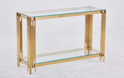 FLUTE GOLD FINISH CONSOLE WITH TRANSPARENT GLASS 120X40X78CM