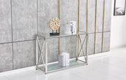 KENSY SILVER FINISH CONSOLE WITH TRANSPARENT GLASS 120X40X78CM