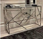 GEOMAG SILVER OUTING AND TRANSPARENT GLASS CONSOLE 120X40X78CM