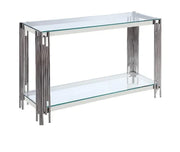 FLUTE SILVER DESIGN TRANSPARENT GLASS CONSOLE MEASURING 120X40X78CM