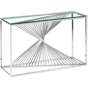 BRITTANY SILVER FINISHING CONSOLE WITH TRANSPARENT GLASS TOP 120X40X78CM
