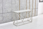 CONSOLA GEOMAG PLATA OUTING Y MÁRMOL BLANCO 120X40X78CM