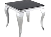BAROQUE SILVER FEET FINISHING GUERIDON TABLE IN BLACK ON TOP 50X50CM