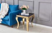 BAROQUE GOLD FEET FINISHING GUERIDON TABLE IN BLACK ON TOP 50X50CM