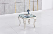 BAROQUE SILVER FEET FINISHING GUERIDON TABLE IN GLASS ON TOP 50X50CM