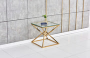 PYRAMID GOLD FINISHING WITH TRANSPARENT GLASS TOP GUERIDON TABLE MEASURING 55X55X55CM
