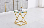 BEVERLY DESIGN GUERIDON TABLE WITH GOLD AND TRANSPARENT GLASS TOP 40X40X55CM