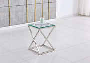 BEVERLY DESIGN GUERIDON TABLE WITH SILVER AND TRANSPARENT GLASS TOP 40X40X55CM