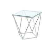 ALINA SILVER DESIGN WITH TRANSPARENT GLASS GUERIDON TABLE 50X50CM