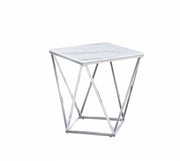 ALINA SILVER DESIGN WITH WHITE MARBLE TOP GUERIDON TABLE 50X50CM