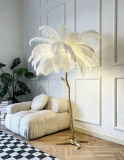 VELONA FLOOR LAMP WHITE OSTRICH FEATHERS 80X170CM