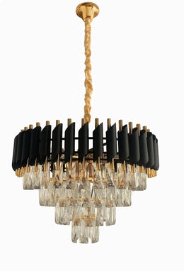 LUNIS BLACK CRYSTAL CHANDELIER WITH ADJUSTABLE CABLES 60X60X33CM