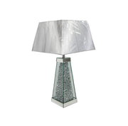 CRYSTAL LAMP 16X16X52CM FABRIC HEAD MIRRORED LAMPSHADE.