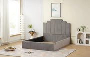ESTRUCTURA DE CAMA PIANO 140X190CM TERCIOPELO GRIS, SIN SOMIER Y SIN COLCHÓN.