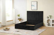 ESTRUCTURA DE CAMA POLO 160X200 CM TERCIOPELO NEGRO SIN SOMIER, COLCHÓN.