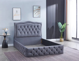 CAMA TREND 140X190CM TERCIOPELO GRIS SIN SOMIER NI COLCHÓN.