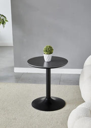 GOYA CERAMIC GUERIDON TABLE WITH BLACK TOP AND METAL BLACK FEETS MEASURING 44X44X50CM ,