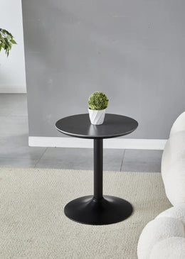 GOYA CERAMIC GUERIDON TABLE WITH BLACK TOP AND METAL BLACK FEETS MEASURING 44X44X50CM ,