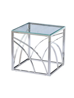 GEO TRANSPARENT GUERIDON TABLE WITH SILVER FINISHING MEASURING 55X55X55CM