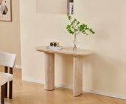 MESA CONSOLA FINEA CON TRAVERTINO, ACABADO CERÁMICO DE 120X40X80CM