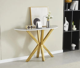 OPHELIA CONSOLE WITH GREY MARBLE TOP WITH GOLD FEETS MEASURING 120X40X80CM