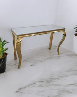 BAROQUE CONSOLE WITH WHITE TOP AND GOLD FEETS 120X40X75CM
