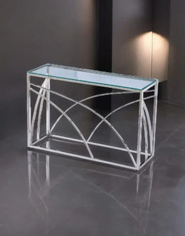 GEO CONSOLE TRANSPARENT TOP WITH SILVER FINISHING 120X40X78CM