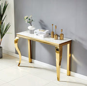 BAROQUE CONSOLE WITH WHITE MARBLE TOP AND GOLD FEETS 120X40X75CM