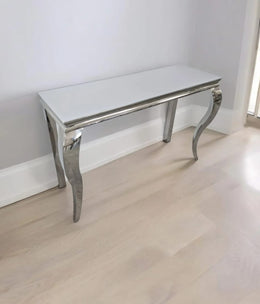 BAROQUE CONSOLE WITH WHITE TOP AND SILVER FEETS 120X40X75CM