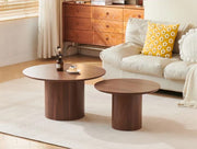 MESA DE CENTRO APILABLE PILA DUO EN EFECTO NOGAL, MDF DE 80+60X40CM