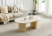 CALYPSO OVAL COFFEE TABLE IN TRAVERTINE CERAMIC FEETS .120X70X45CM