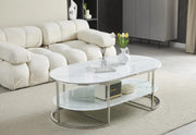 LELIA COFFEE TABLE WITH WHITE MARBLE TOP AND BOTTOM MEASURING 130X70X45CM