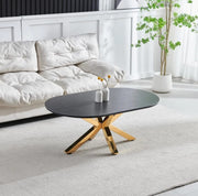 OPHELIA COFFE TABLE WITH BLACK TOP AND GOLD FEETS MEASURING 120X70X45CM