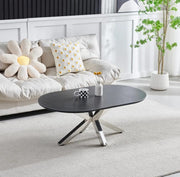 OPHELIA COFFE TABLE WITH BLACK TOP AND SILVER FEETS MEASURING 120X70X45CM