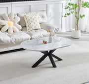 OPHELIA COFFE TABLE WITH WHITE MARBLE TOP AND BLACK FEETS MEASURING 120X70X45CM