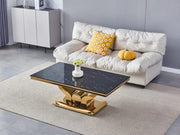 TROPHEE BLACK MARBLE TOP WITH GOLD FEETS MEASURING 120X70X45CM