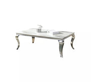 BAROQUE COFFEE TABLE WITH WHITE MARBLE TOP AND SILVER FEETS MEASURING 120X70X45CM