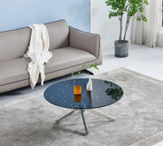 OLIVIA COFFEE TABLE WITH BLACK MARBLE TOP AND SILVER FEETS MEASURING 90X90X45CM