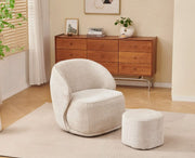 SILLÓN GIRATORIO CON POUF ELSA TEJIDO CREMONA DE 73X73X73 + 40X40X32CM