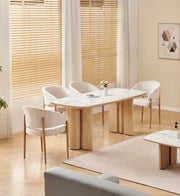 MESA DE COMEDOR TRINITY CON MARMOL BEIGE HAYA DE 180X90X75CM