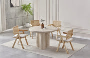 MAYA ROUND DINING TABLE IN TRAVERTINE COLOR MEASURING 110X110X75CM