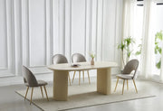 MESA DE COMEDOR CALYPSO CON TRAVERTINO COLOR Y CERÁMICA QUE MIDE 180X90X75CM