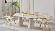 ICONIC DINING TABLE WITH TRAVERTINE COLOR AND MEASURING 180X90X75CM