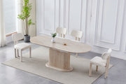VANESSA ESTENDABLE DINING TABLE IN TRAVERTINE CERAMIC TOP MEASURING 160/220X90CM