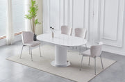 SOFIA EXTENDABLE DINING TABLE WITH WHITE MARBLE AND CERAMIC WITH SILVER FINISH MEASURING 125/165X100X75CM